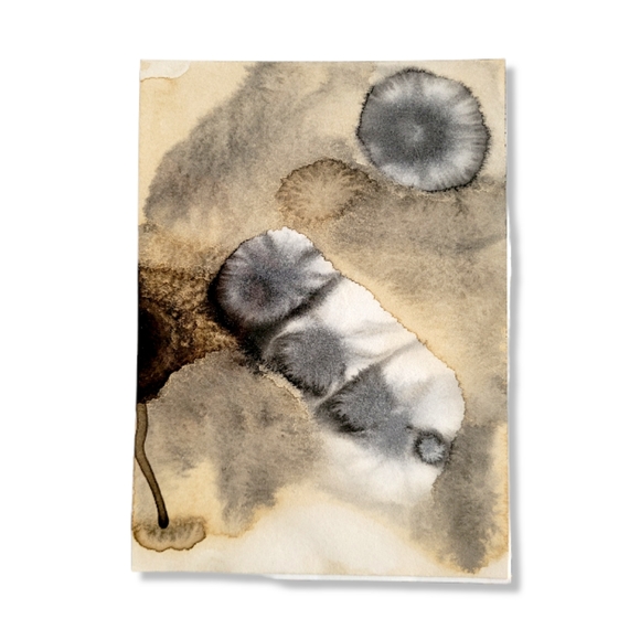 Abstract Art on Watercolor Paper. Series of 4, Original Suminagashi Sumi Ink - Picture 5 of 5